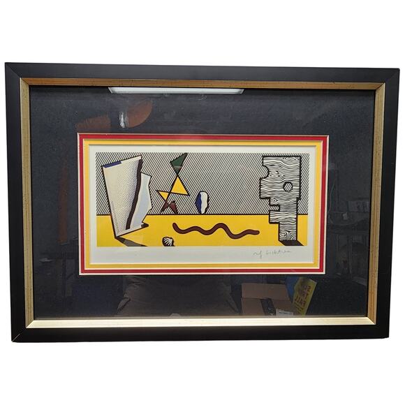 Roy Lichtenstein Figures 1977 Giclée Print Signed Plate Framed Pop Art 18x13 - Picture 1 of 8
